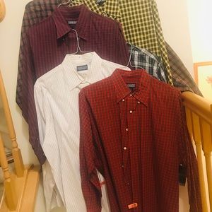 6 cotton button downs 17.5, 33. Lands End.